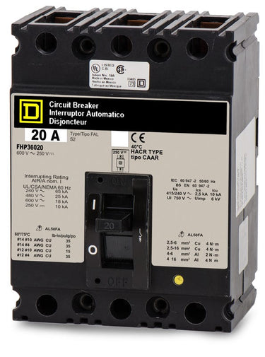 Square D FHP36020 3 Pole Circuit Breaker