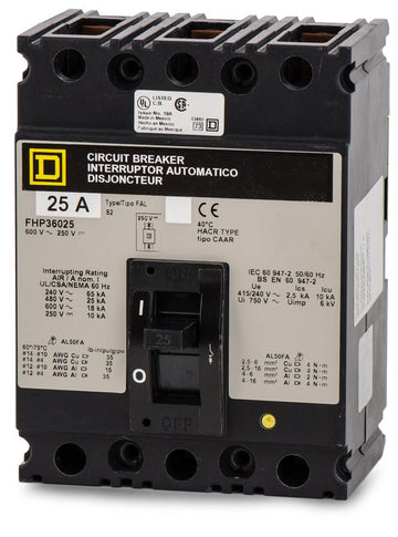 Square D FHP36025 3 Pole Circuit Breaker