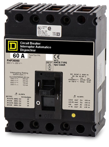 Square D FHP36060 3 Pole Circuit Breaker