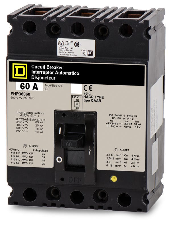 Square D FHP36060 3 Pole Circuit Breaker