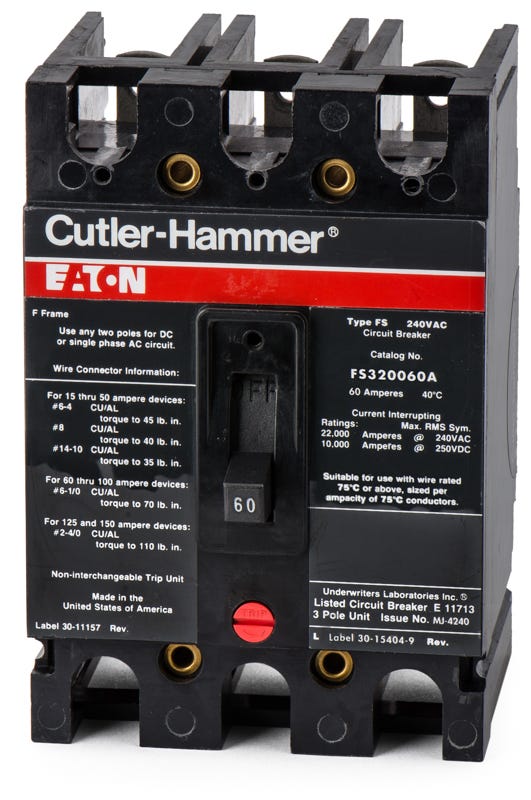 Eaton/Cutler-Hammer FS320060A 3 Pole Circuit Breaker