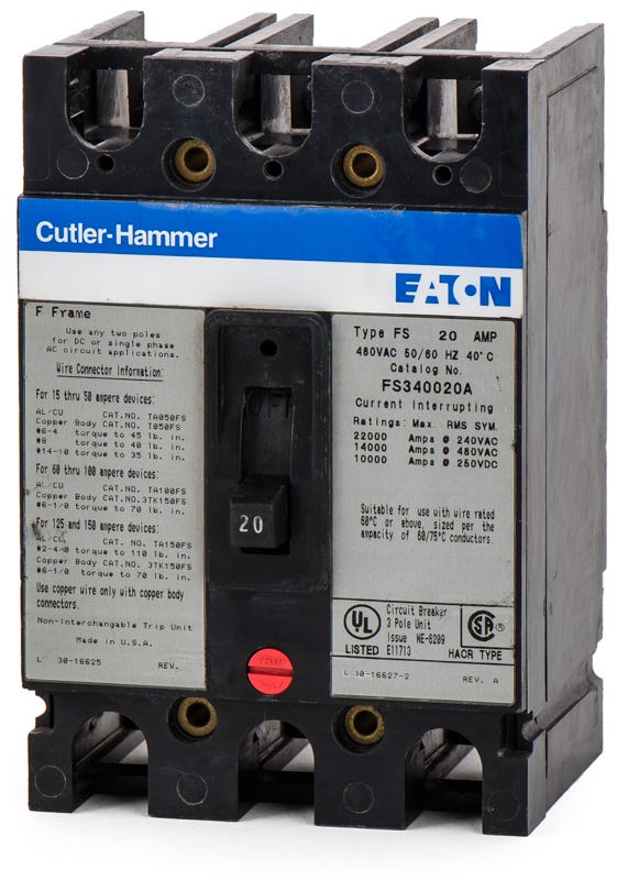 Eaton/Cutler-Hammer FS340020A 3 Pole Circuit Breaker