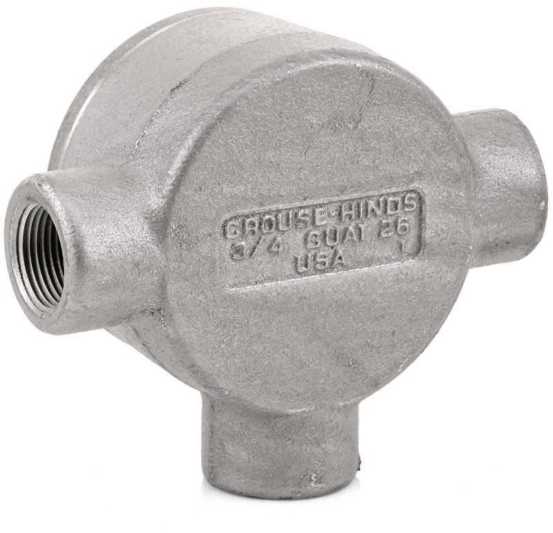 Crouse-Hinds GUAT36-SA 1 Hub 3 Cover Opening Copper Free Aluminum Conduit Outlet Box with Cover | Crawford Electric Supply Crouse-Hinds GUAT36-SA 1 Hub 3 Cover Opening Copper Free Aluminum Conduit Outlet Box with Cover | Crawford Electric Supply