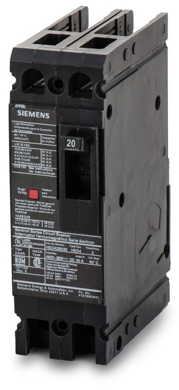 Siemens Hed42b020 2 Pole Circuit Breaker Superbreakers