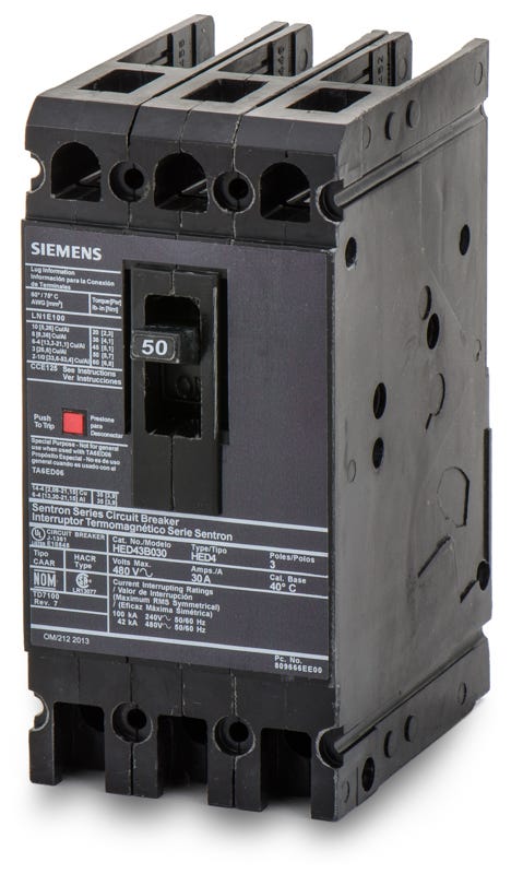 Siemens HED43B050L 3 Pole Circuit Breaker