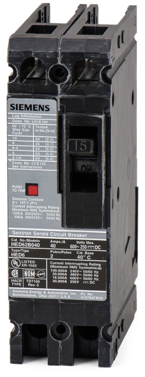 Siemens HHED62B125 2 Pole Circuit Breaker