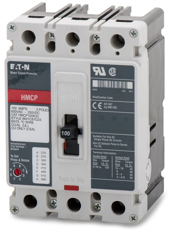 Eaton HMCP100K3C 3 Pole Circuit Breaker SuperBreakers