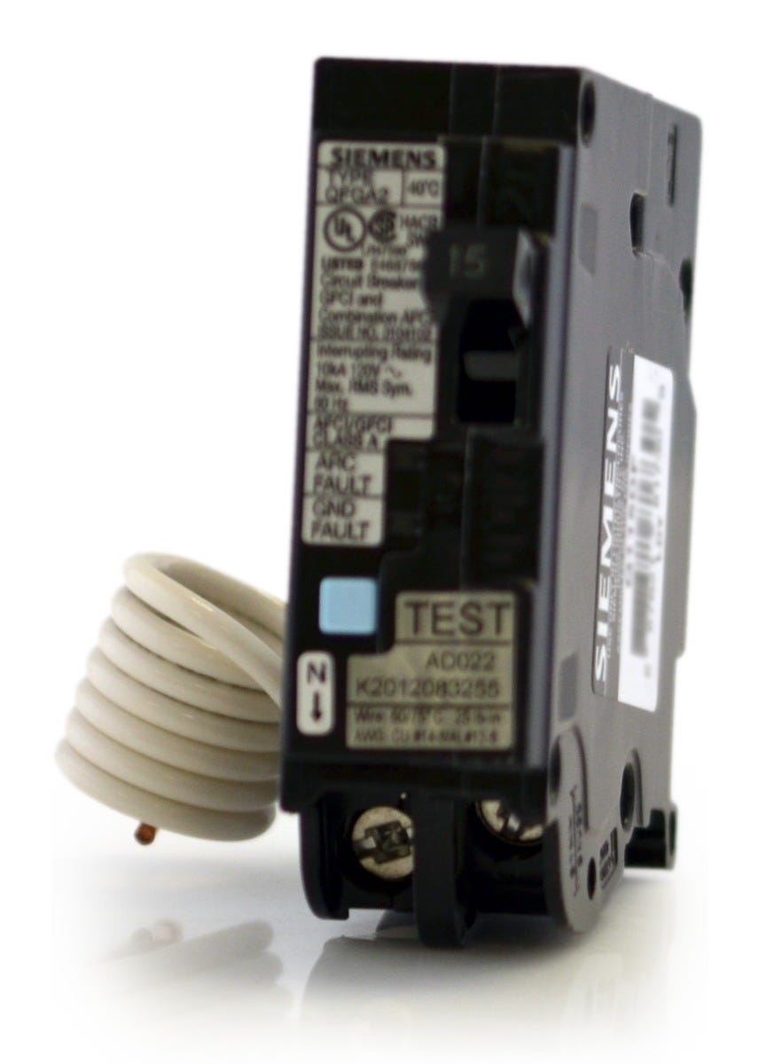 Siemens Q115DF 1 Pole Dual Function Circuit Breaker