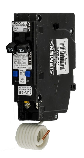 Siemens Q2020AFC 1 Pole Combination Arc Fault Circuit Breaker