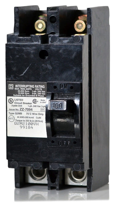 Square D Q2M2100VH 2 Pole Circuit Breaker