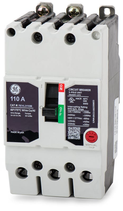 General Electric TEYL3110B 3 Pole Circuit Breaker