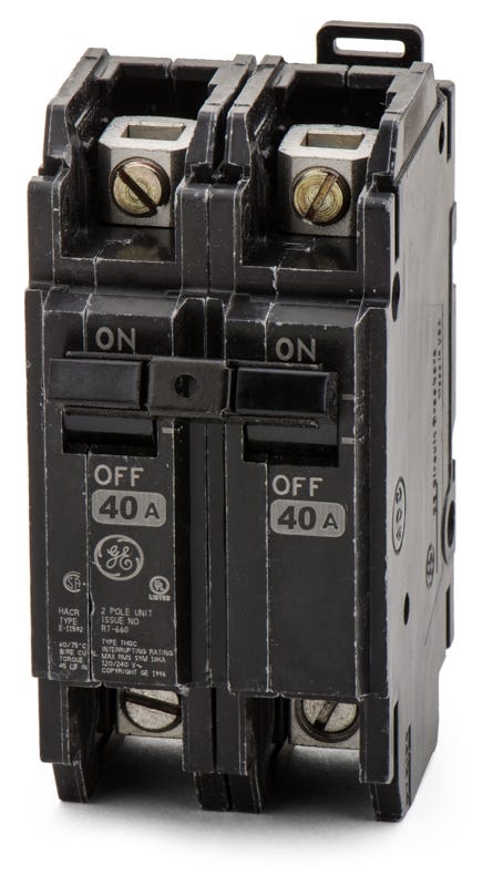 GE THQC2140WL 2-Pole 40 Amp 240 Volt Circuit Breaker - New OEM Replacement